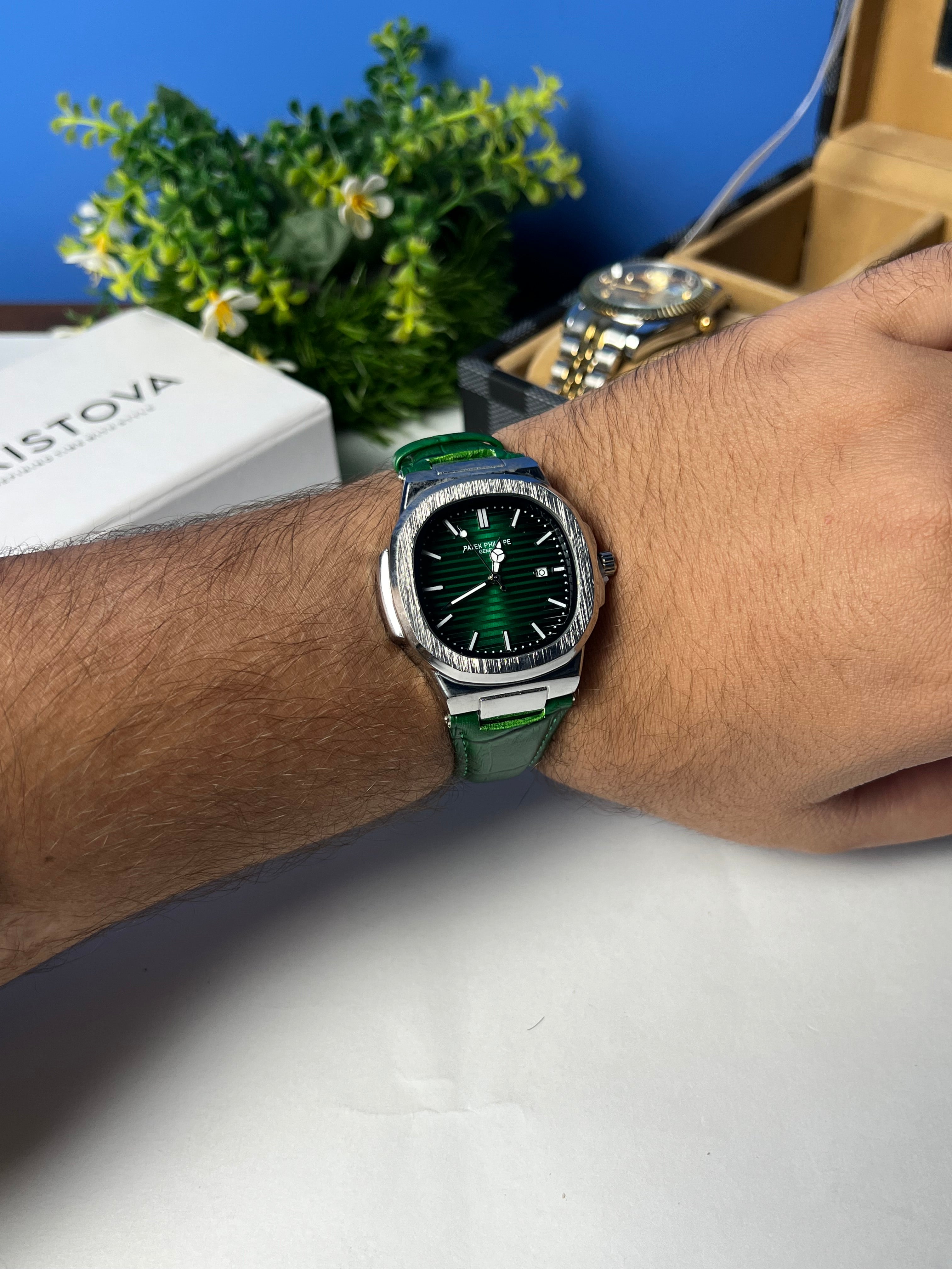 PATEK PHILIPPE Martyn Line Green Leather Watch