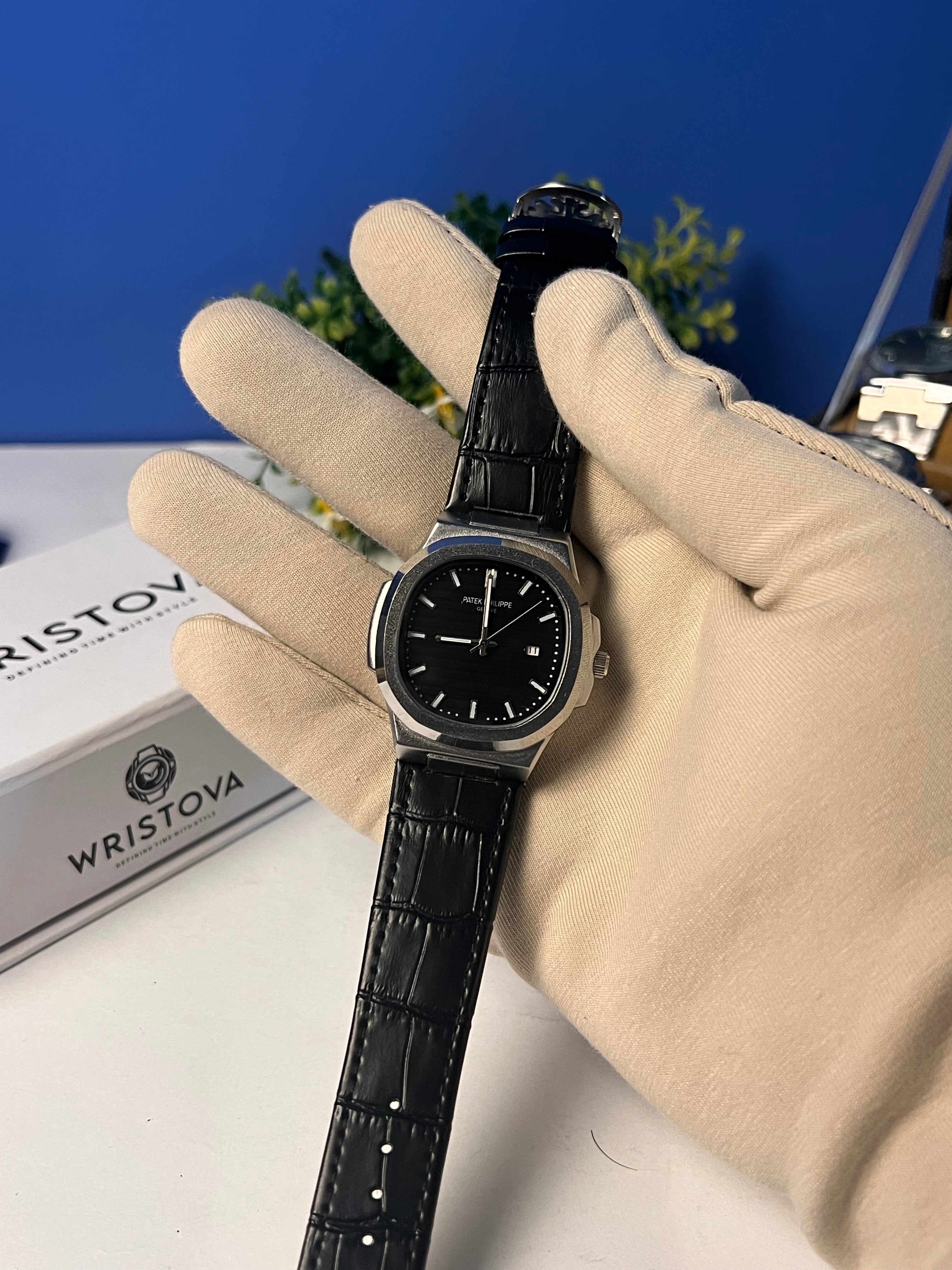 PATEK PHILIPPE Martyn Line Black Leather Watch