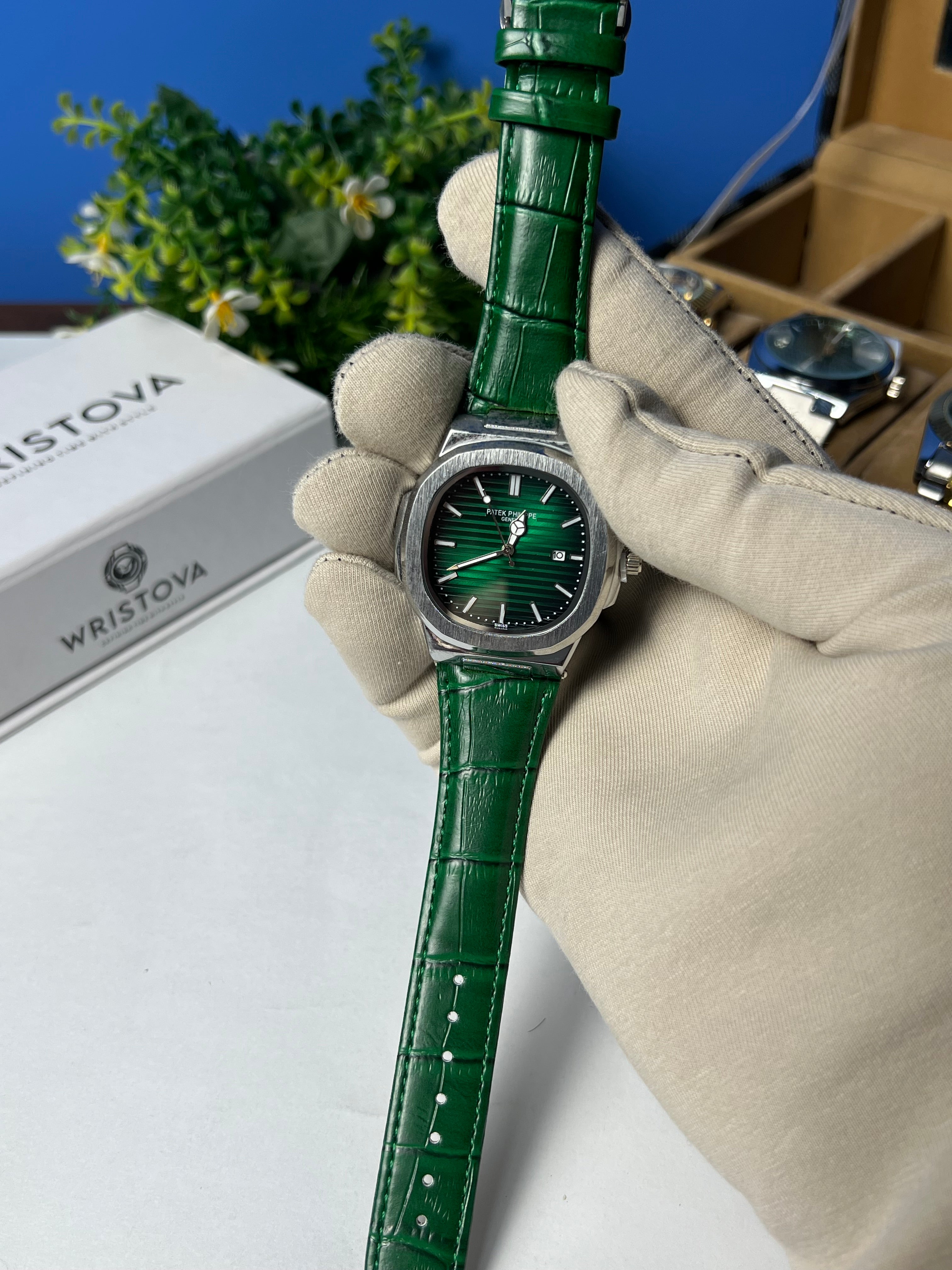 PATEK PHILIPPE Martyn Line Green Leather Watch