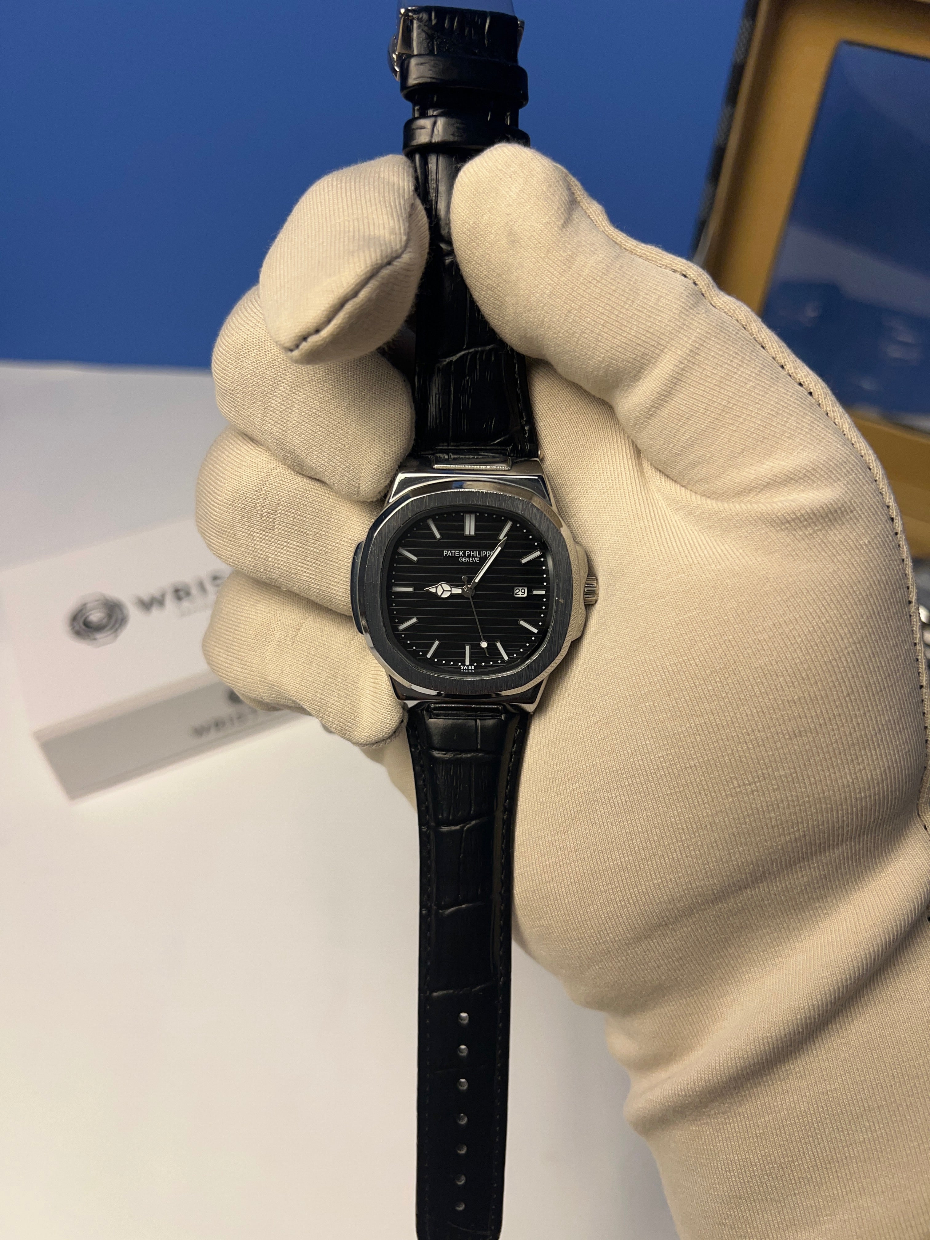 PATEK PHILIPPE Martyn Line Black Leather Watch