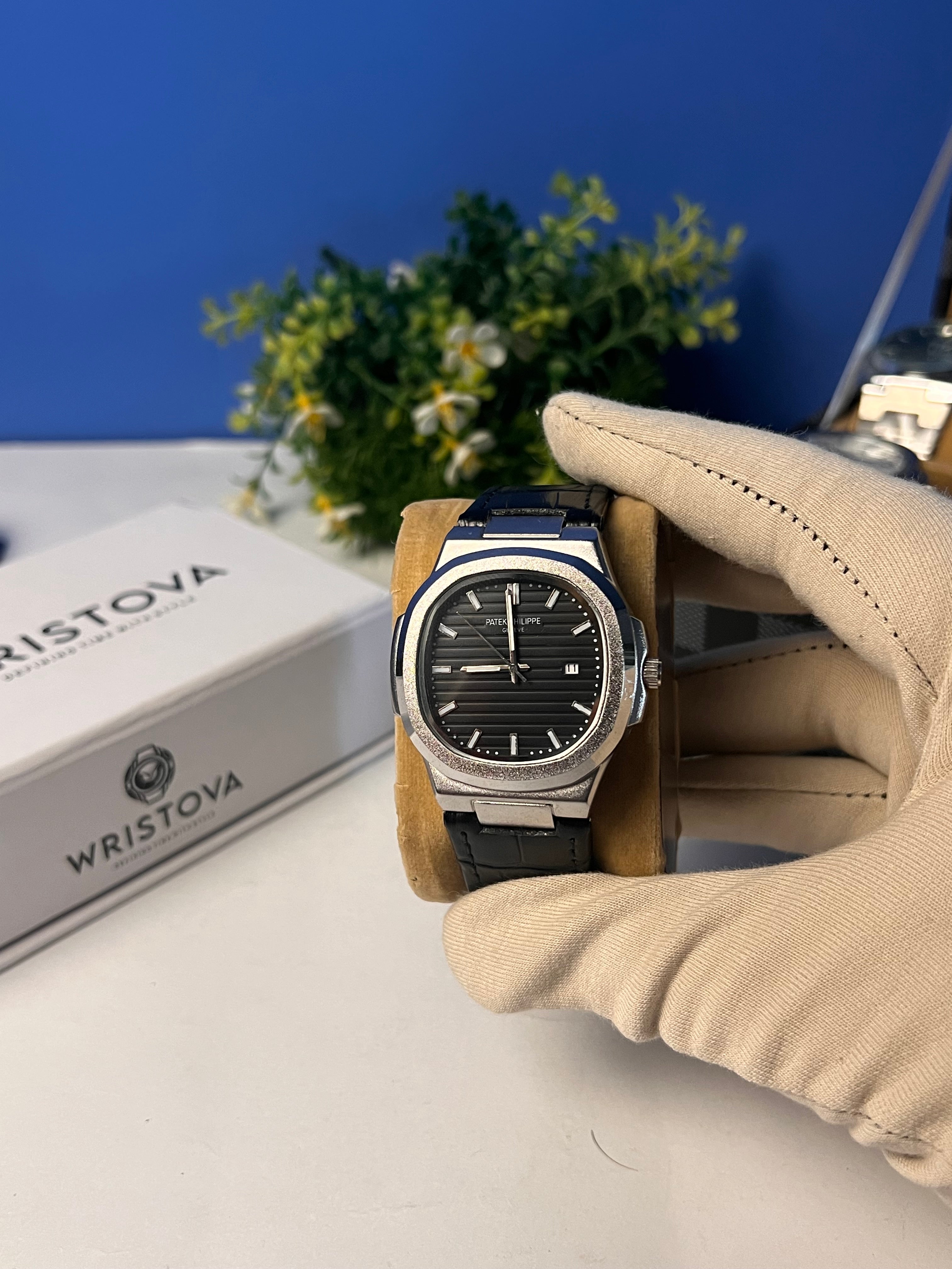 PATEK PHILIPPE Martyn Line Black Leather Watch
