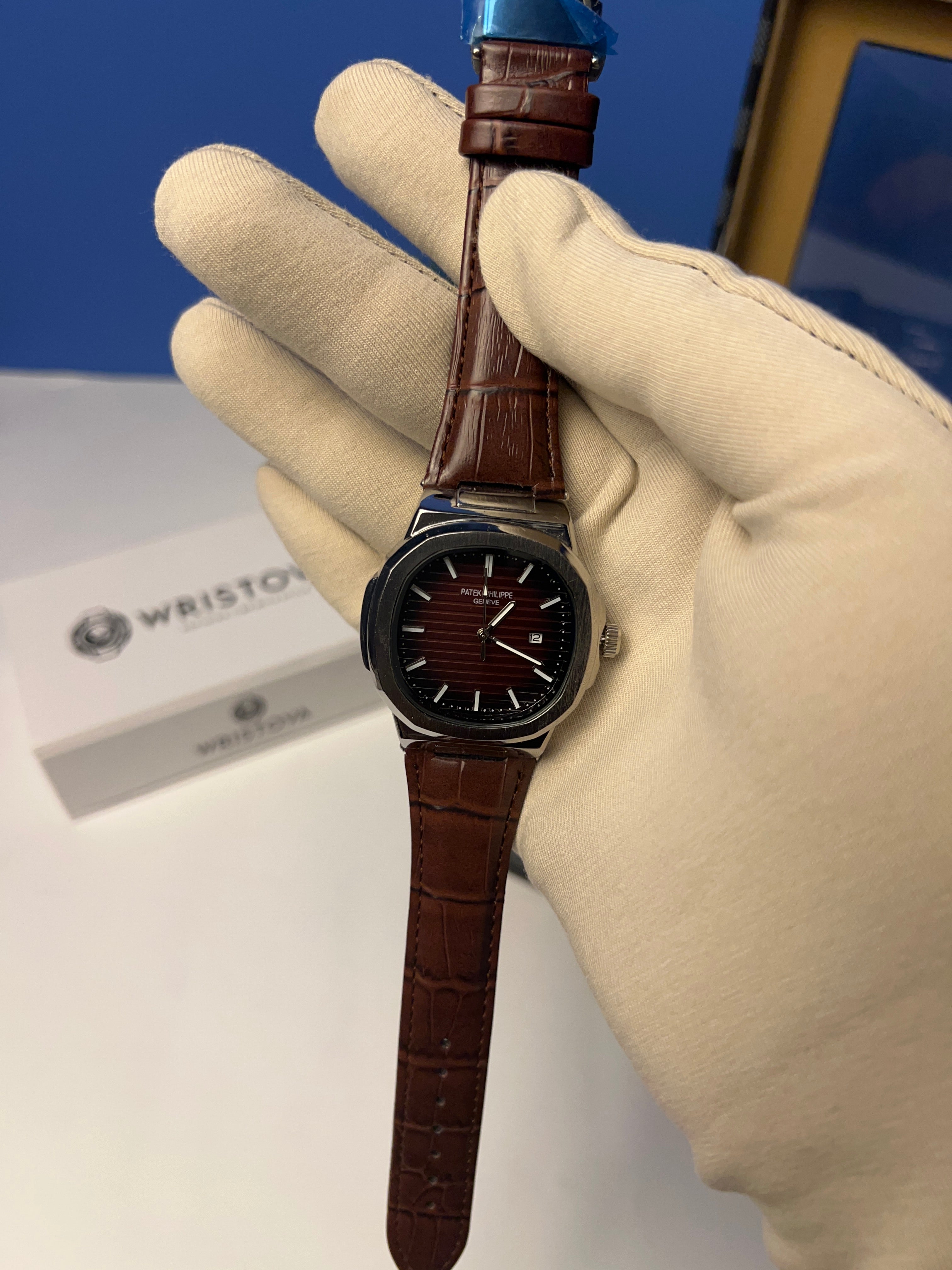 PATEK PHILIPPE Martyn Line Brown Leather Watch