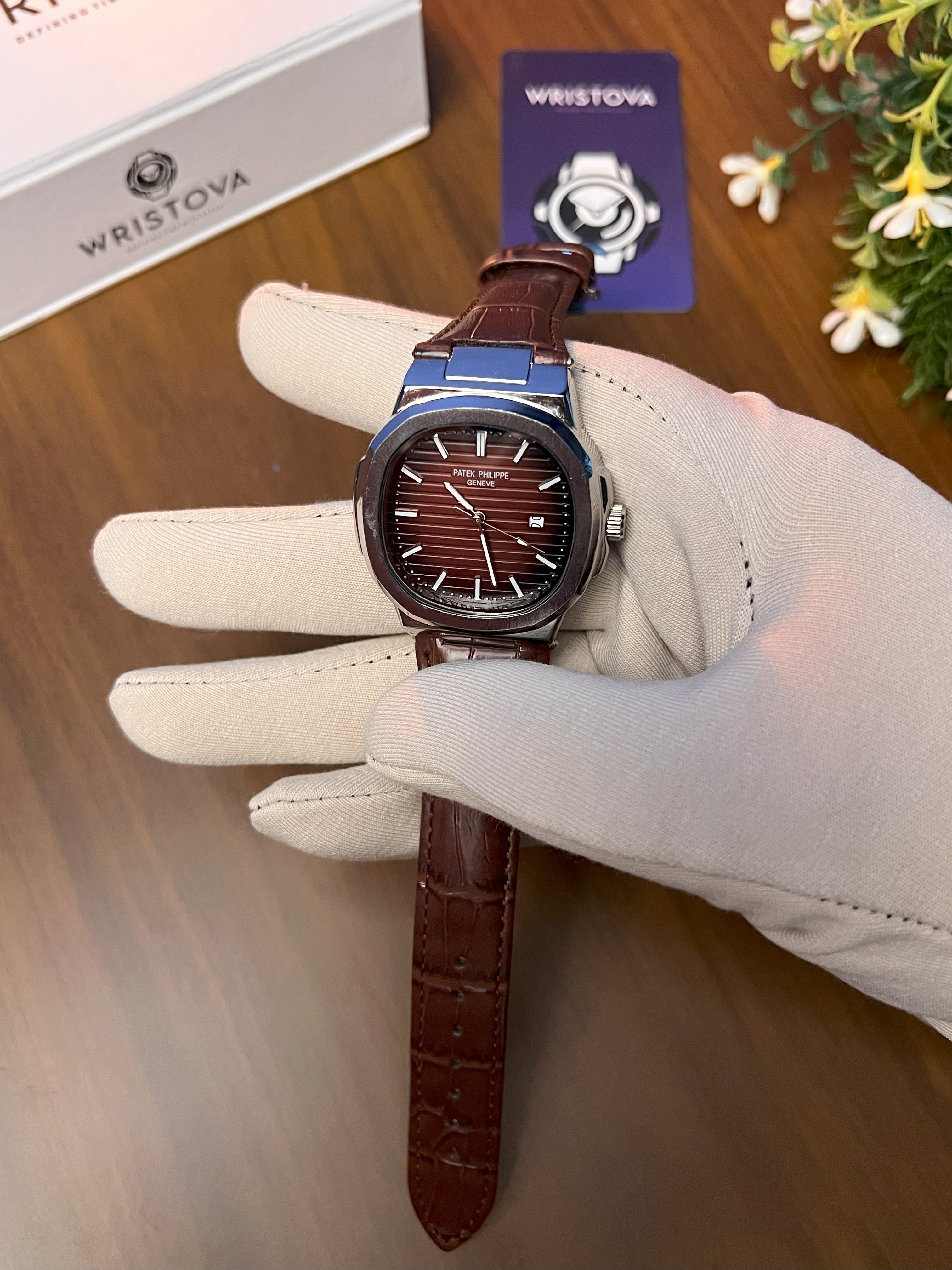 PATEK PHILIPPE Martyn Line Brown Leather Watch