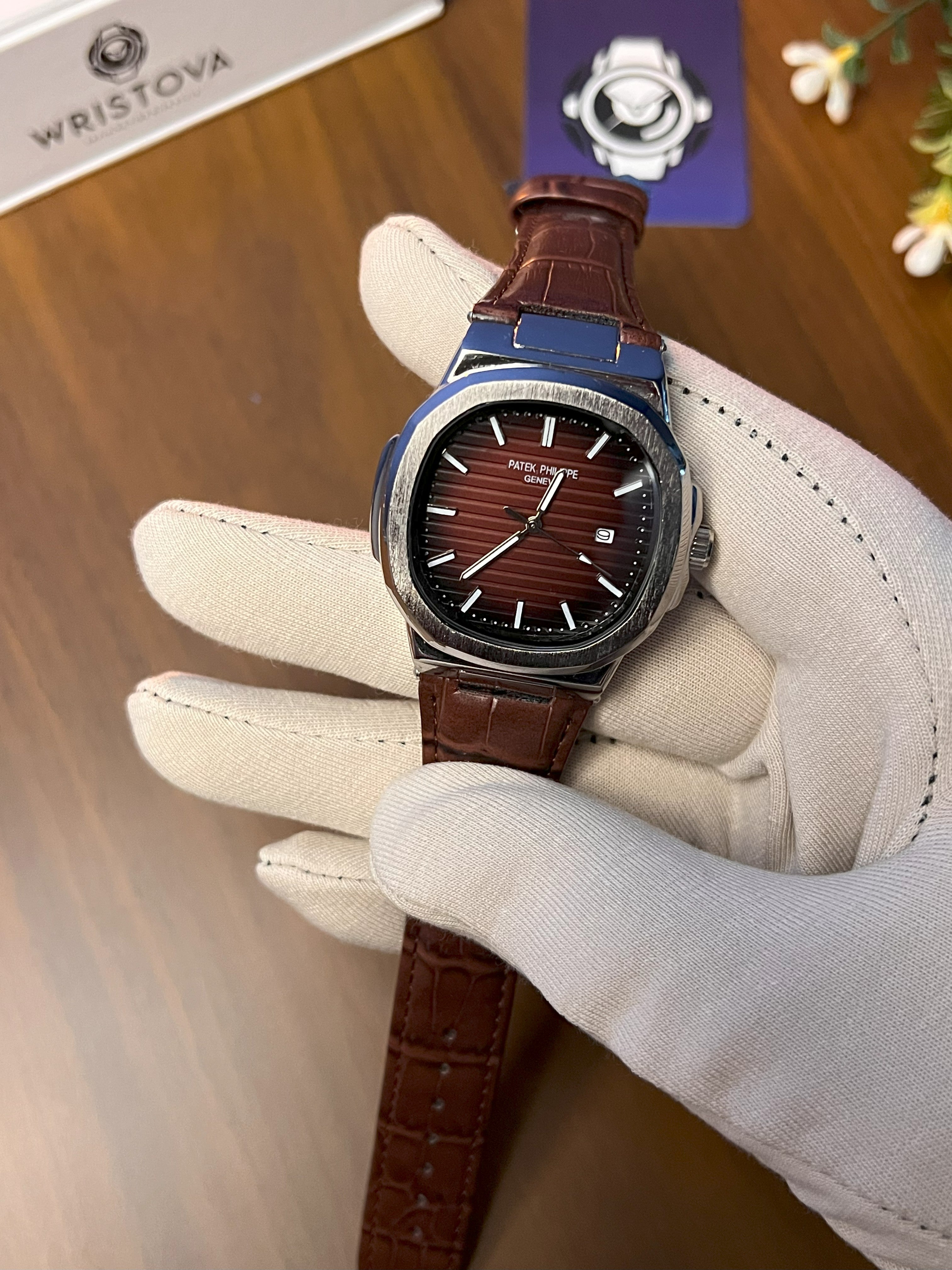 PATEK PHILIPPE Martyn Line Brown Leather Watch