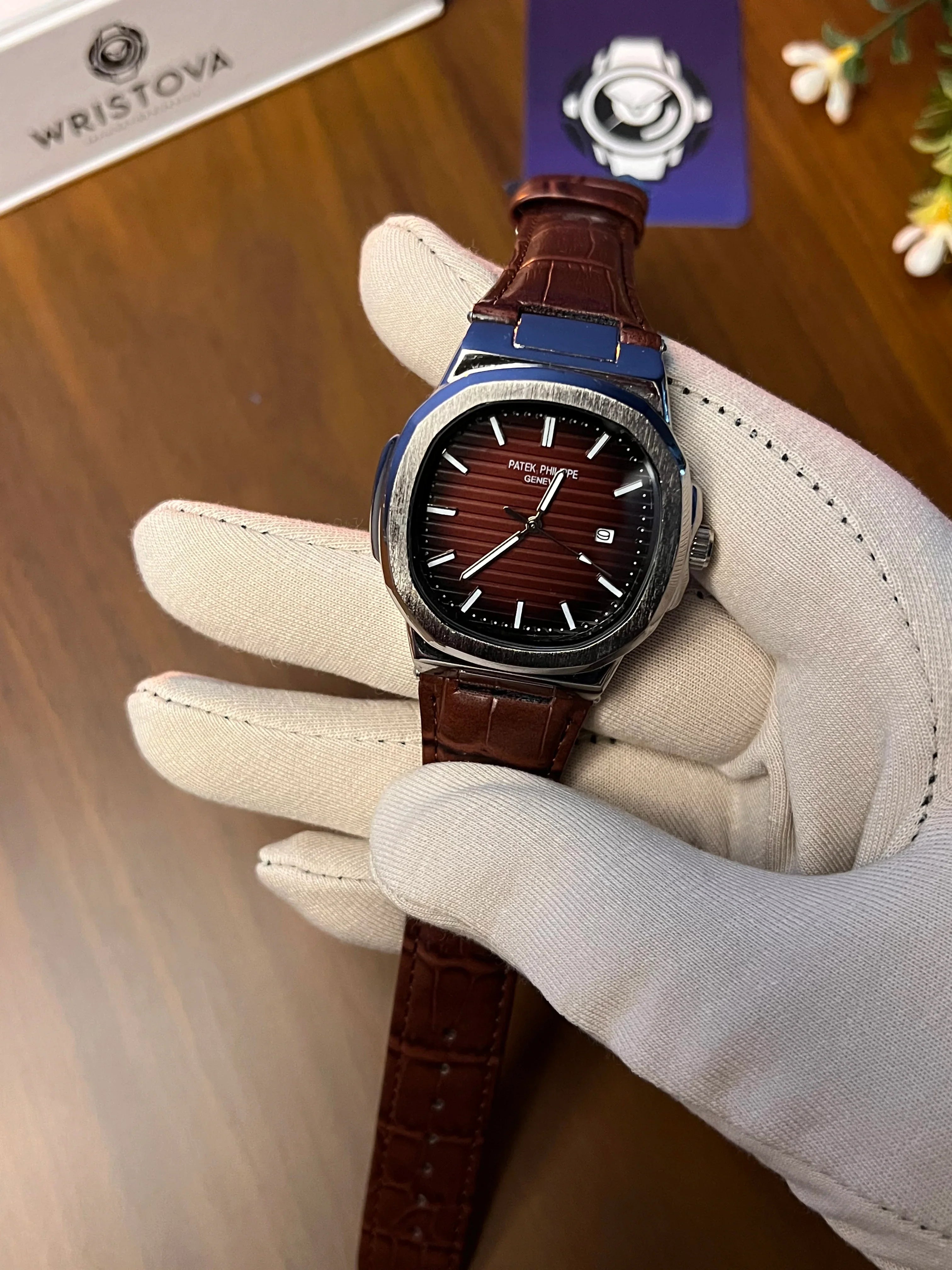 PATEK PHILIPPE Martyn Line Brown Leather Watch