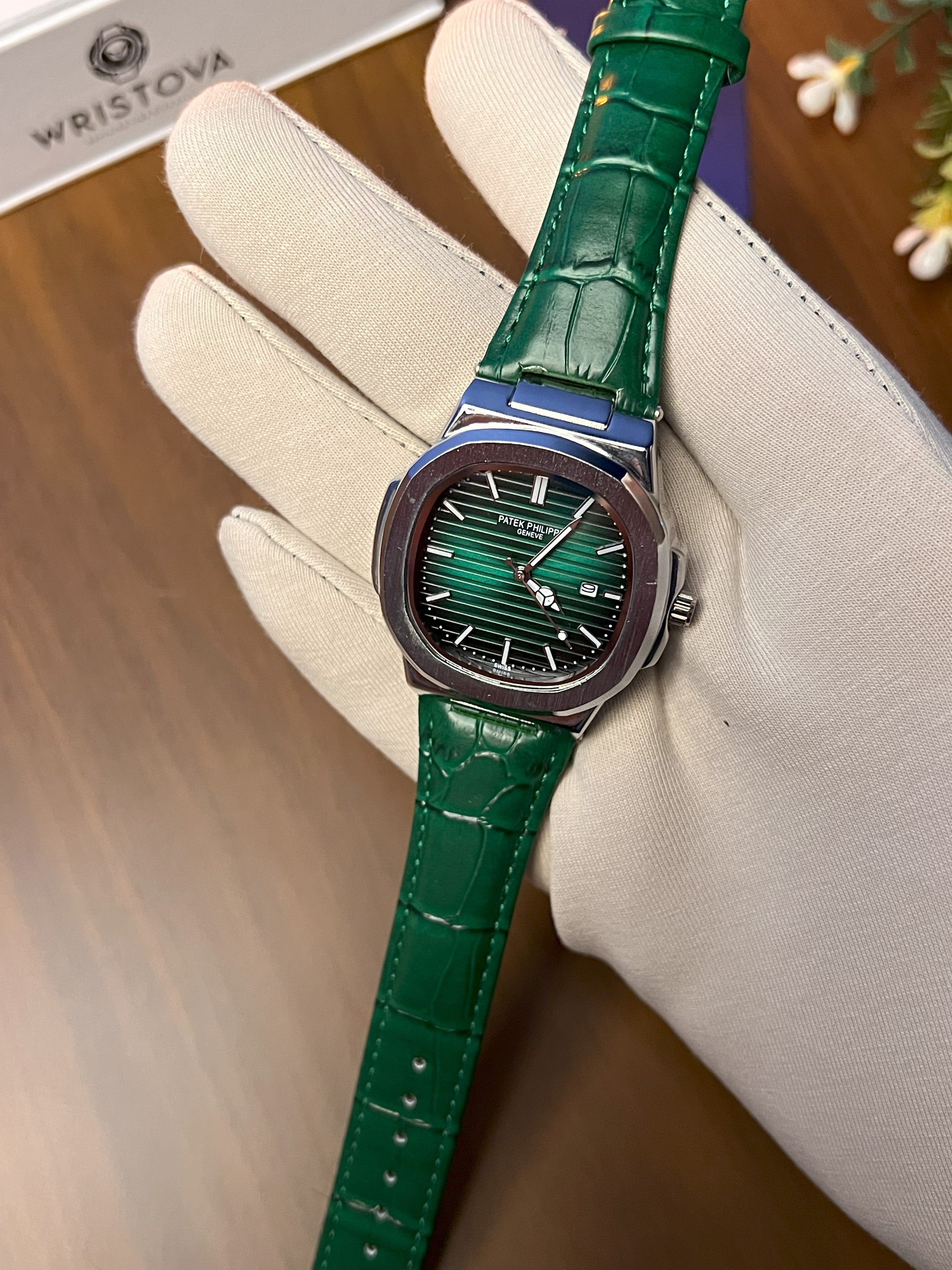 PATEK PHILIPPE Martyn Line Green Leather Watch