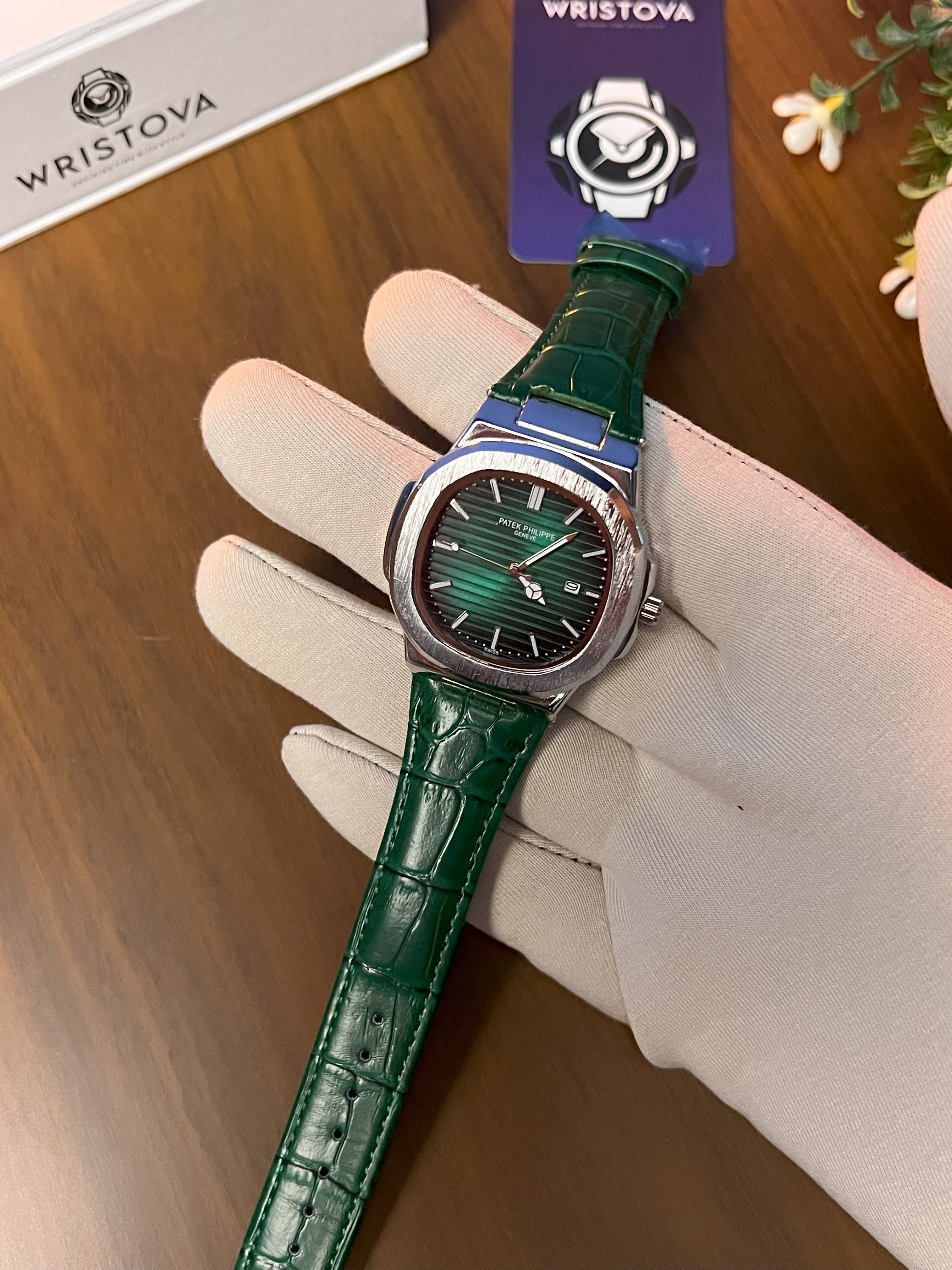 PATEK PHILIPPE Martyn Line Green Leather Watch
