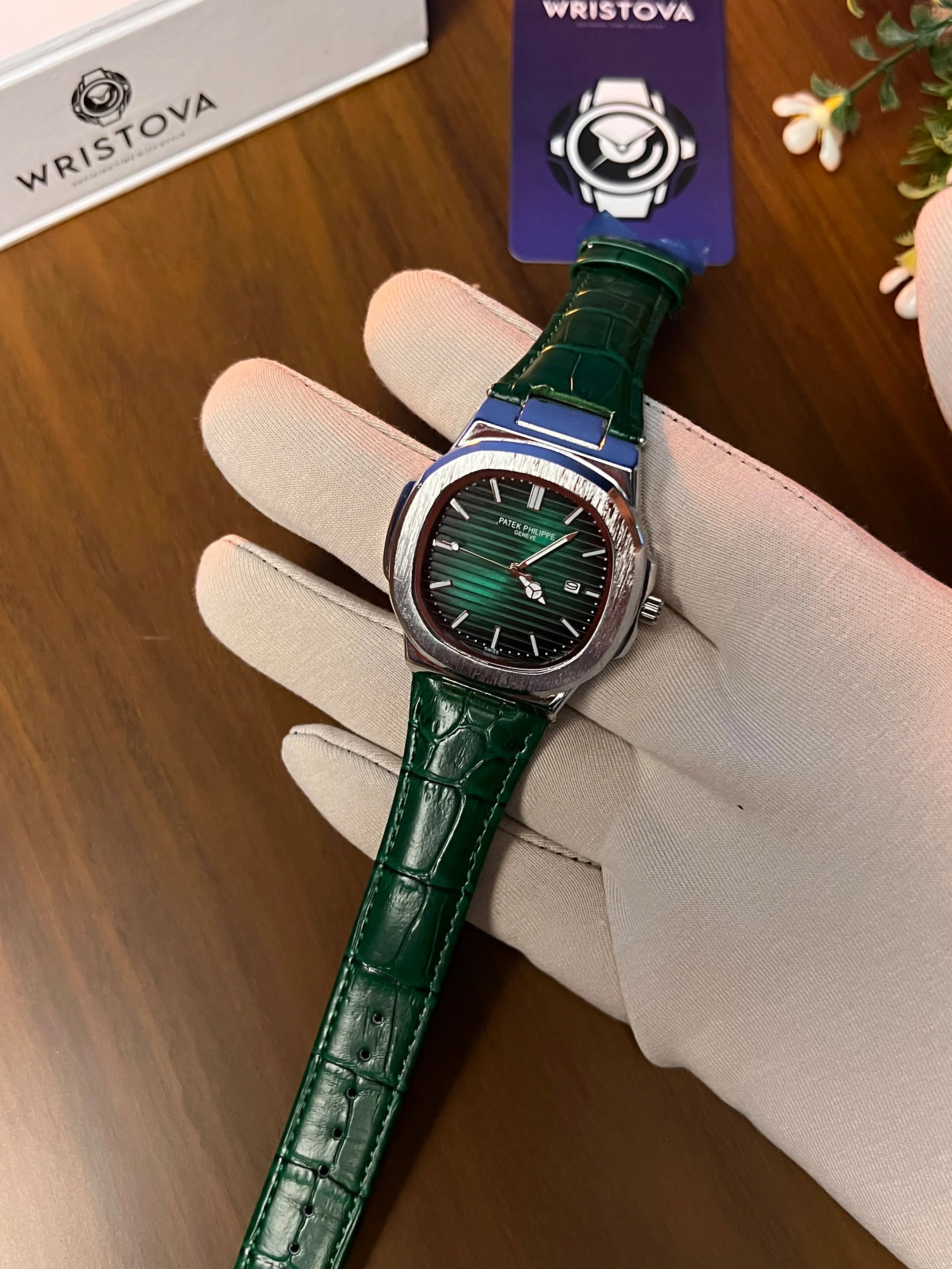 PATEK PHILIPPE Martyn Line Green Leather Watch