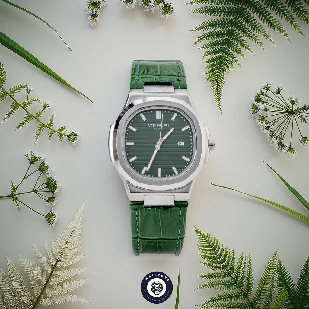 PATEK PHILIPPE Martyn Line Green Leather Watch