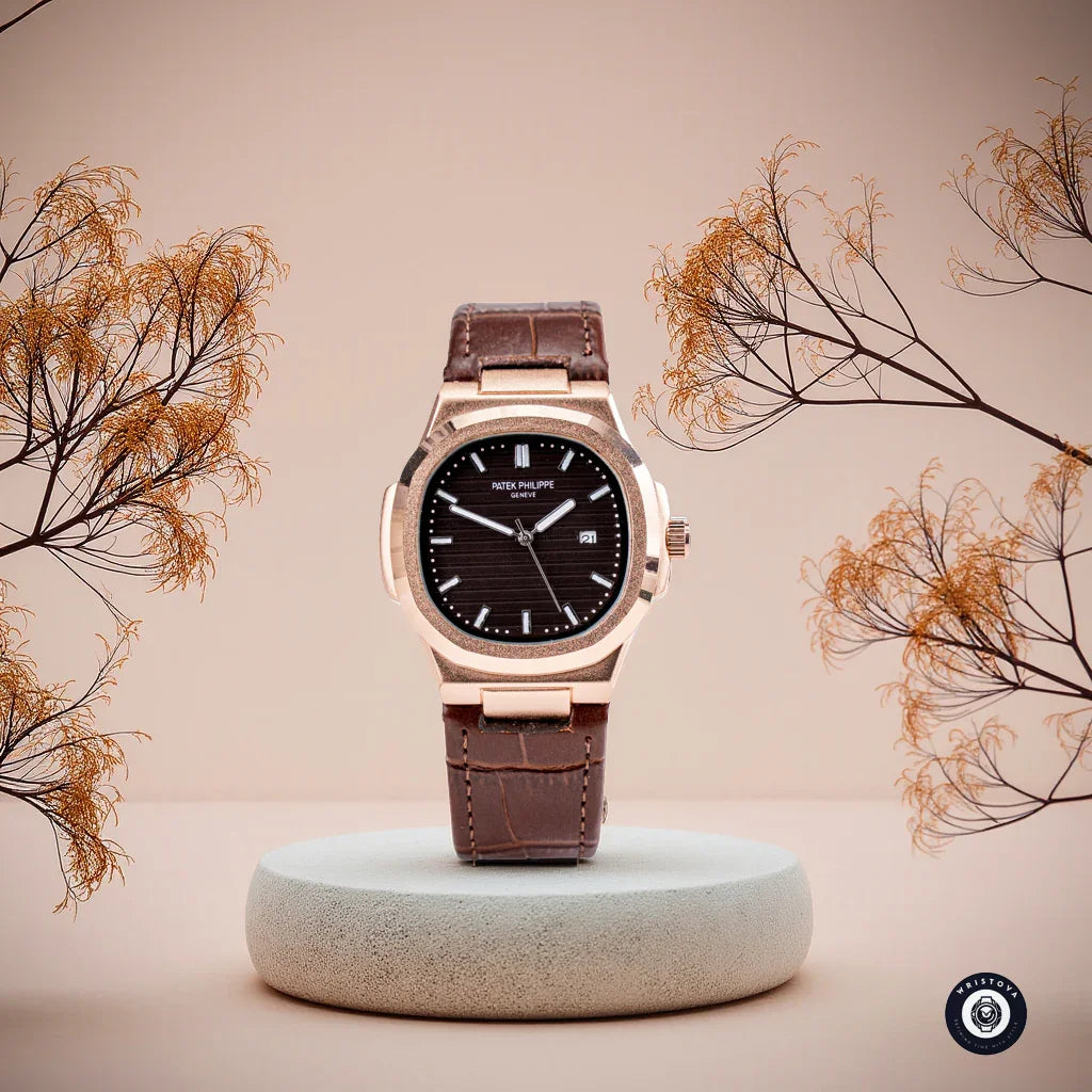 PATEK PHILIPPE Martyn Line Brown Leather Watch