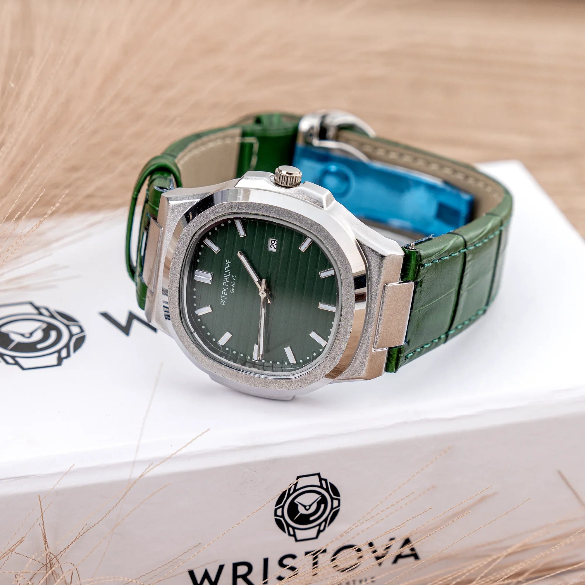 PATEK PHILIPPE Martyn Line Green Leather Watch