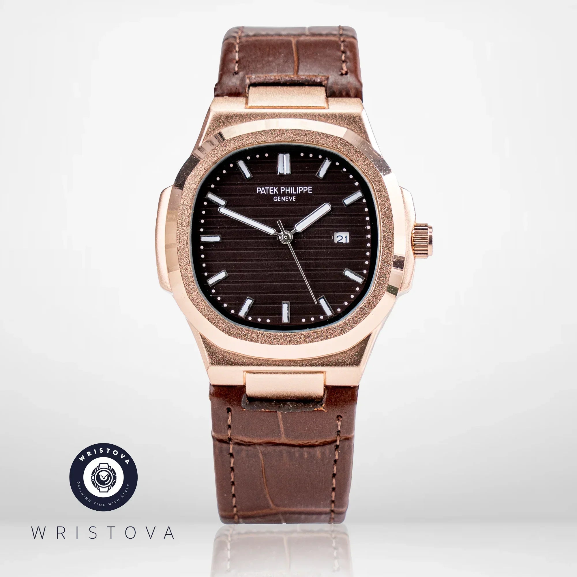 PATEK PHILIPPE Martyn Line Brown Leather Watch