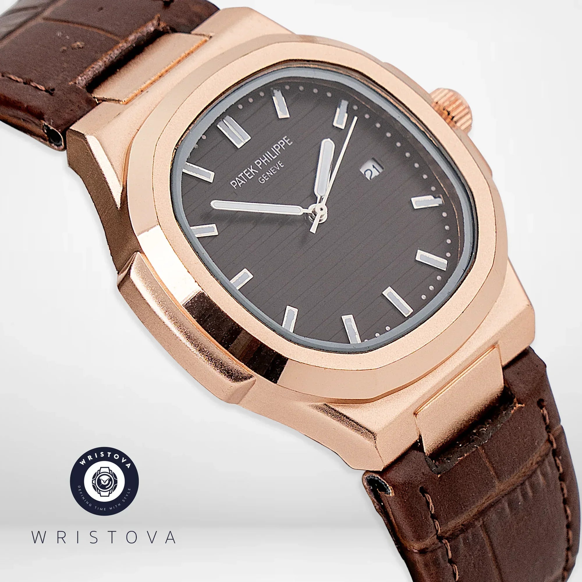 PATEK PHILIPPE Martyn Line Brown Leather Watch